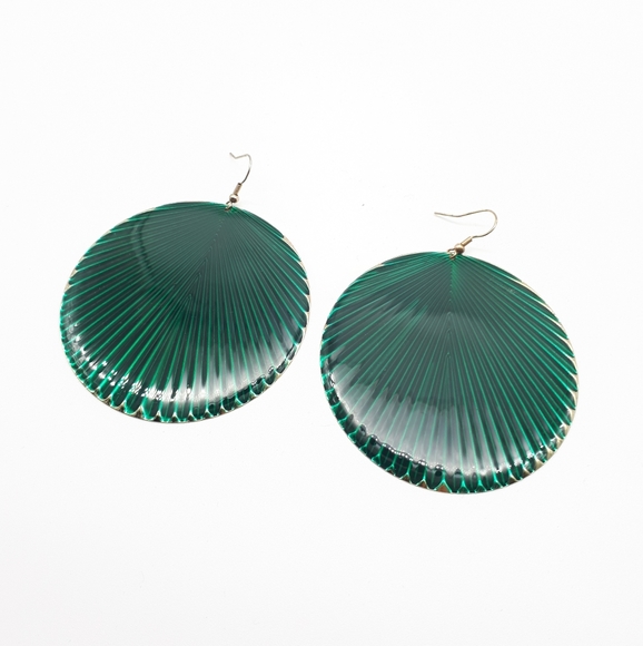 ⭐2 for $10⭐ - Teal lacquered disc earrings - Picture 2 of 4